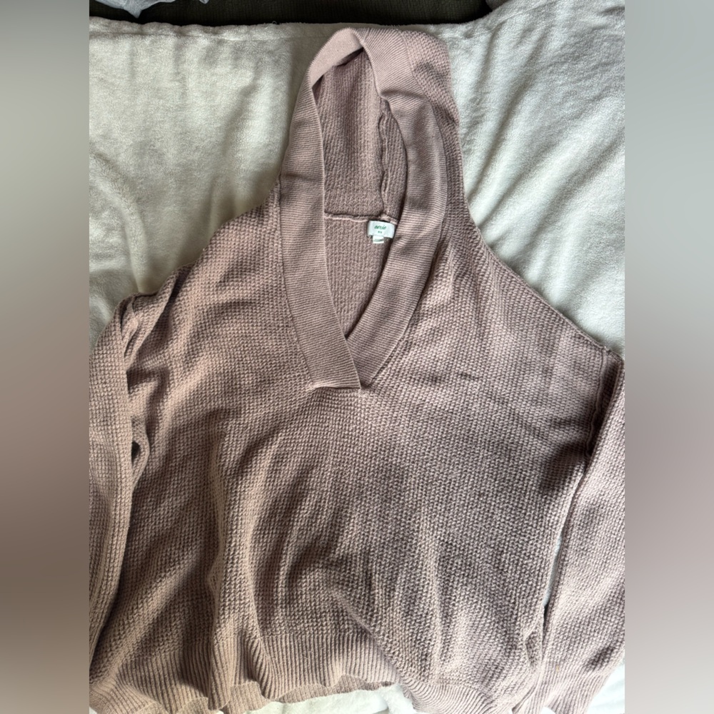 Oversized Cozy Pink Knit Hooded Sweater